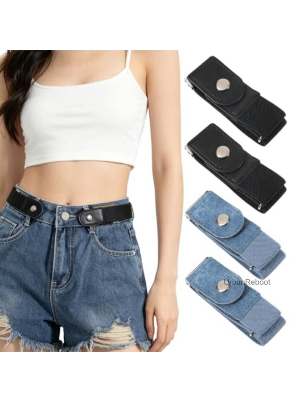 4 Pack Elastic No Buckle Belt Stretch Adjustable for Women Men